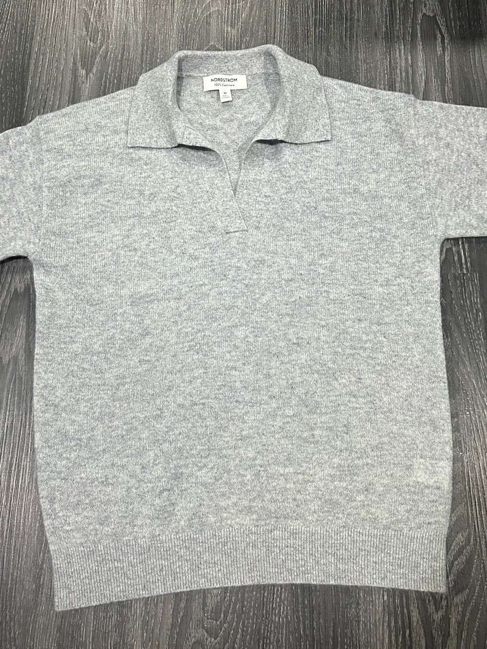 100% Cashmere Light Gray Knit Polo Sweater Too Size Medium